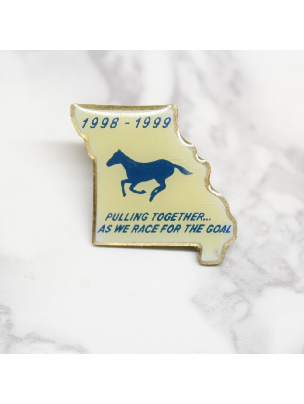1998-1999 Pulling Together As We Race For The Goal Lapel Pin Horse Racing